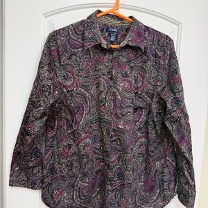 Chaps Purple and Black Paisley Blouse